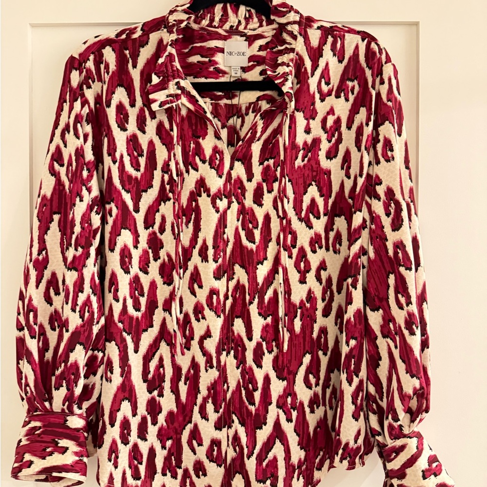 Nic+Zoe Women's Blouse Magenta and Cream